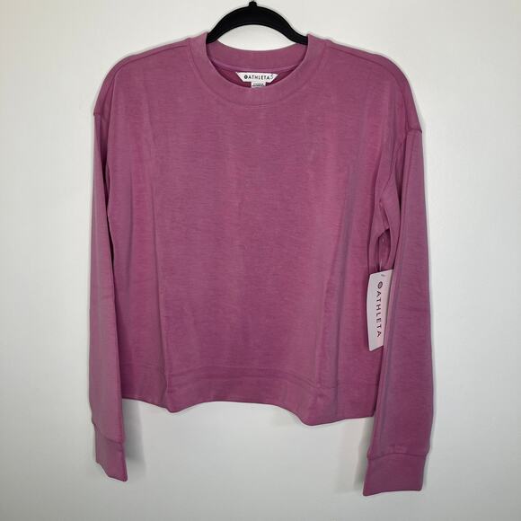 NWT ATHLETA Seasoft Crewneck Sweatshirt Purple Medium - Picture 2 of 6